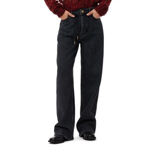 Ganni Washed Black Izey Drawstring Jeans